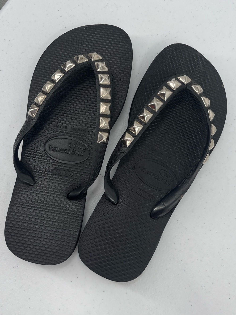 Havianas black silver studded flip flop